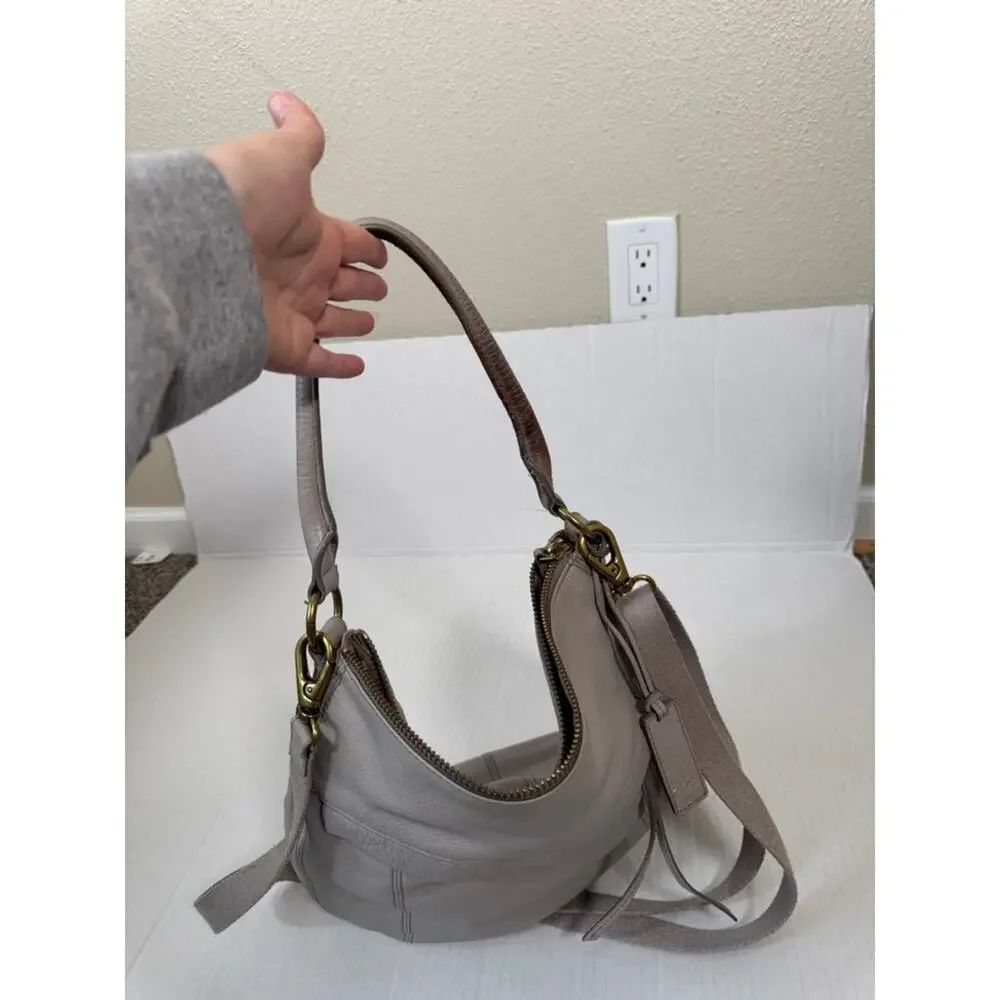 Fossil Grey Pebbled Leather Hobo Handbag Womens Purse Bag Fall Damaged